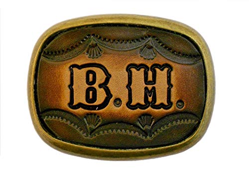 Custom Tooled Leather Belt Buckle, MADE to ORDER, Names or Initials Up to 6 Letters