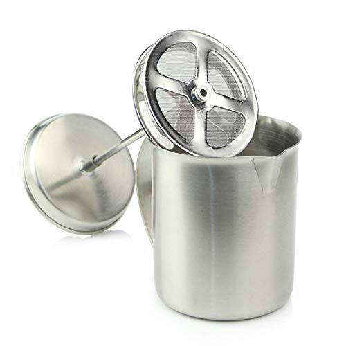 Elektrischer Schneebesen, manuell betriebener Milchaufschäumer, Handpumpen-Milchschaumhersteller aus Edelstahl, Tasse… – Bild 4