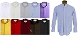 Men's Collarless Banded Collar Dress Shirt