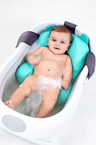 Baby Brielle 3-in-1 Portable Collapsible Infant to Toddler Space Saver Foldable Bath tub - Anti Slip Skid Proof - with Cushion Insert & Water Rinser for Bathing Newborns - Thumbnail 3