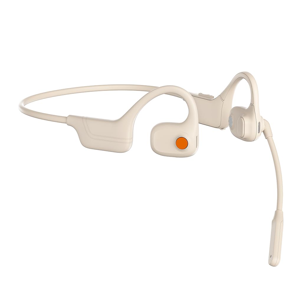 Photo 1 of AYI Open Ear Air Conduction Bluetooth Headphone Dual Mic Rotatable Boom Mic Active Noise Cancellation IPX5 Waterproof Bluetooth 5.4 Pain-Free Design for Sports Work Outdoor Activities-DG White