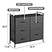 KINGSO Fabric 5 Drawer Dresser Storage Tower Organizer Unit with Sturdy Steel Frame and Easy-Pull Faux Linen Drawers for Bedroom Living Room Guest Room Dorm Closet - Dark Gray