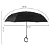 Zameka Double Layer Inverted Umbrellas Reverse Folding Umbrella Windproof UV Protection Big Straight Umbrella Inside Out Upside Down for Car Rain Outdoor with C-Shaped Handle