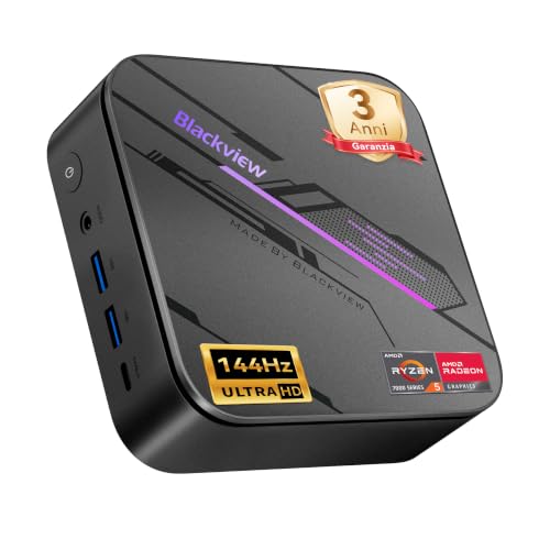 MP100Pro Mini PC, Win 11 Pro, AMD Ryzen 5 7430U(6C/12T, Fino a 4.3 GHz), Mini Computer 16GB RAM 512GB M.2 SSD,Triplo 4K a 144 Hz, WIFI 6/BT 5.2/Type-C/per Ufficio,Studio,Business