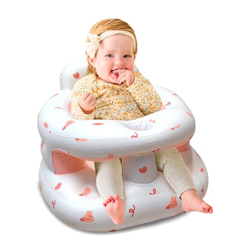 Inflatable Baby Seat for Babies 4-36 Months, Blow Up Floor Chair with Built-in Air Pump for Sitting Support, Perfect for Winter and Outdoor Travel, Full enclosure? Inflatable Baby Chair (Bear)