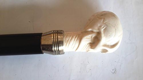 ANTIQUE NAUTICAL RESIN SKULL FACE HANDLE WALKING STICK-SOLID VINTAGE CANES TO DECOR &amp; GIFT