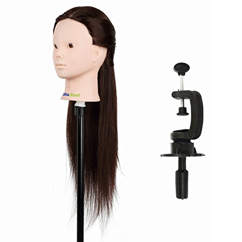 CoastaCloud 24" Professional Cosmetology Mannequin Head Manikin Styling Practice Training Head with 80% Human Hair - Polly