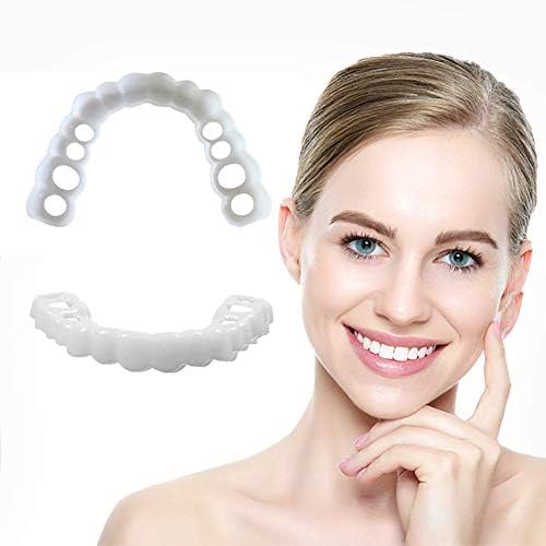 ZLLYT Perfect Smile Cosmetic Teeth Teeth Neat Snap on Instant Perfect Smile Comfort Fit Flex Teeth Veneers False Teeth Upper