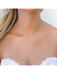 PAVOI Collar de fe chapado en oro de 14 quilates para mujer   Colgante de fe   Collares de oro para mujer