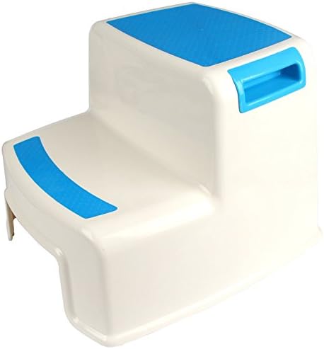 Dual Height Two Step Stool For Kids, Toddler's &amp; Adults Non-Slip and Safety (Blue)