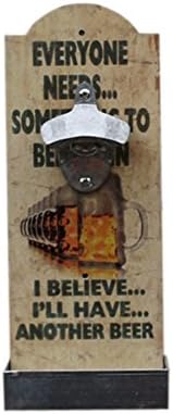 RedBeana Loft Wall Decor Bottle Opener Home Decor, 5 designs (E-I Believe I will have another beer, 30cm (H) x 11.5cm (W))