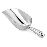 New Star Foodservice 34547 One-Piece Cast Aluminum Round Bottom Bar Ice Flour Utility Scoop, 24 -Ounce, Silver