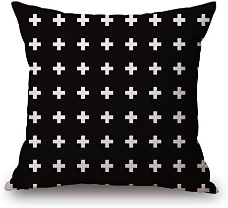 Ling @ Nordic Simple Black-And-White Cotton Linen Geometry Throw Pillow Case Creative Individuality Decorative Pillows Cushions for Comfortable Sofa Bed Car M-45 97108 4545CM