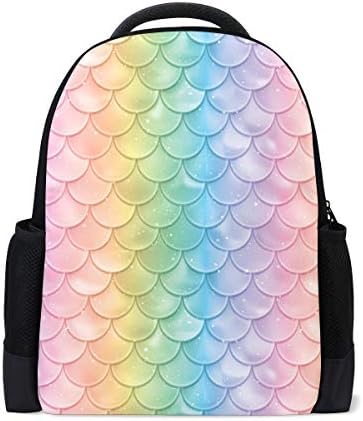 Classic Polyester Backpack School College Bookbag Laptop Computer Backpack Travel Rucksack Fish Scales Mermaid Tail