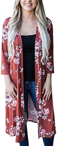 XOWRTE Cardigan Women Long Sleeve Autumn Outerwear Kimono Oversized Shawl Deep-V Blouse Jacket Print Bohemia Coat