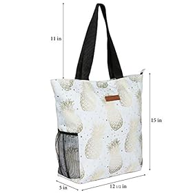 Dapper&Doll Pineapple Beach & Tote Bag Gifts for Women – Waterproof Zipper Top for Boat, Pool, Work – Gift for Women and…