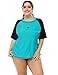 ATTRACO Women Plus Size Rash Guard Short Sleeve Rashguard UPF 50+ Swimming Shirt
