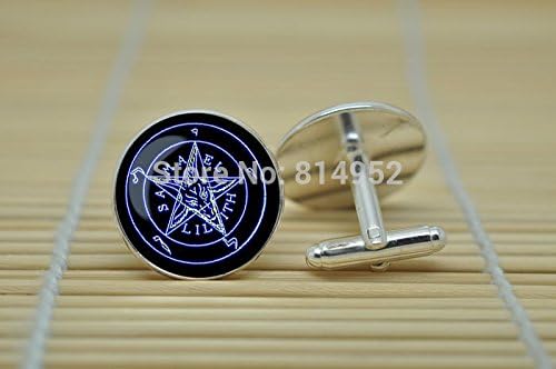 Pretty Lee Alchemical Magic Sign Jewelry Cufflinks Pentagram Cufflinks In Silver Glass Cabochon Cuff Links C0671