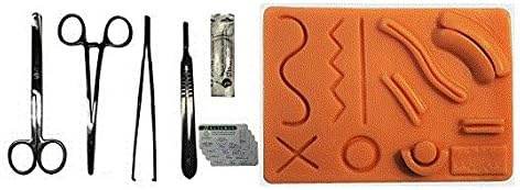 Suturing Training Kit Pink Medium (Suturing Pad, Tools & 4X 4-0 Nylons)