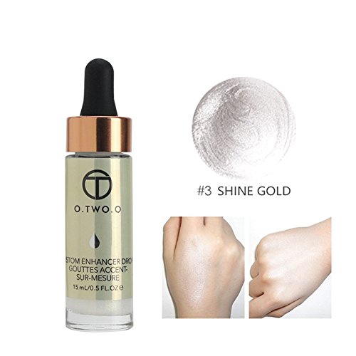 O.OWO.O Face Glow Liquid Highlighter Waterproof Contour Make Up Glitter Brighten Shimmer Highlighters Makeup (03-SHINE)