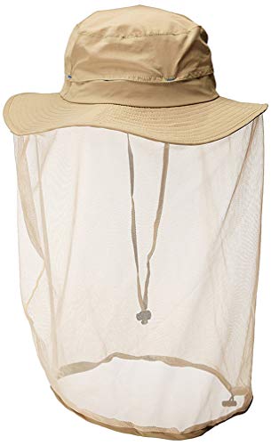 Camo Coll Outdoor Anti-Mosquito Mask Hat with Head Net Mesh Face Protection (Khaki, One Size)