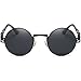 Dollger Black Round Sunglasses Retro Vintage Steampunk Sunglasses for Men