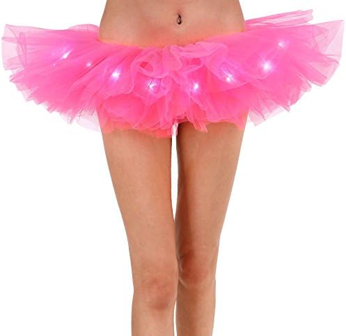Women LED Light Up Tutu Skirt 5 Layered Tutu Party Skirts for Girls