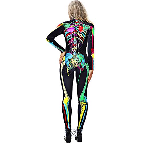 Neusky Lady Skull Skelett Kostüm Perfektes Kostüm für Halloween, Weihnachten , Karneval oder Mottoparties (XL, Bunt) – Bild 8