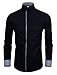 TAM WARE Mens Casual Slim Fit Inner Striped Longsleeve Shirt TW048S-BLACK-US M