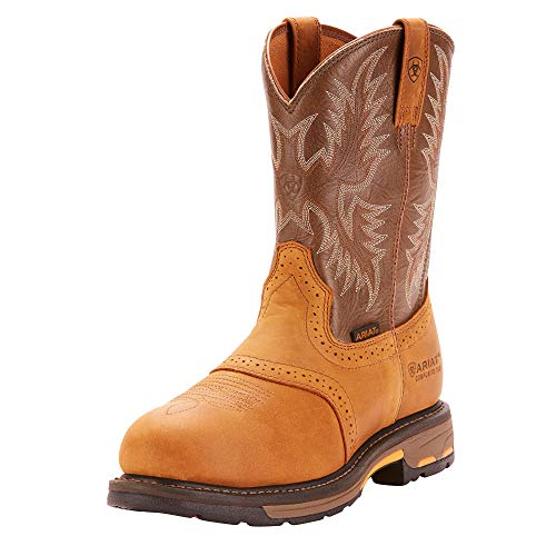 Ariat Men's Workhog Pull-on Composite Toe Work Boot, Aged Bark/Army Green, 11 D US