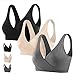 Sunzel Women's Cotton Spandex Seamless Sleep Bra for Nursing and Maternity [2019 Upgraded Version] (XXL, 3 Pack (Beige, Gray, Black))