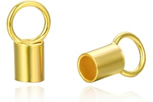 20pcs Adabele Real Yellow Gold Plated Sterling Silver Crimp End Caps Cord End (Hole ID 1.5mm) for Leather Cord Wire Thread DIY Craft Jewelry Making SS57-2