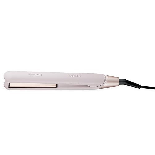 Remington Straightener [Advanced Ceramic + Almond Oil] Almond Allure (Ultra-Fast Heat Up, Digital Temperature Control, Curved Design for Curls & Waves, Extra-Long Plates, Worldwide Voltage) S4807