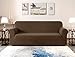 CHUN YI Stretch Sofa Slipcover 1-Piece Couch Cover, Seater Settee Coat Soft with Elastic Bottom, Checks Spandex Jacquard Fabric, Large, Coffee