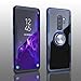 Samsung Galaxy S9 Plus Case | Transparent Crystal Clear Cover | Slim Silicone Rubber Bumper Frame | 360° Rotating Magnetic Finger Ring | Kickstand | Compatible with Samsung Galaxy S9 Plus - Blue
