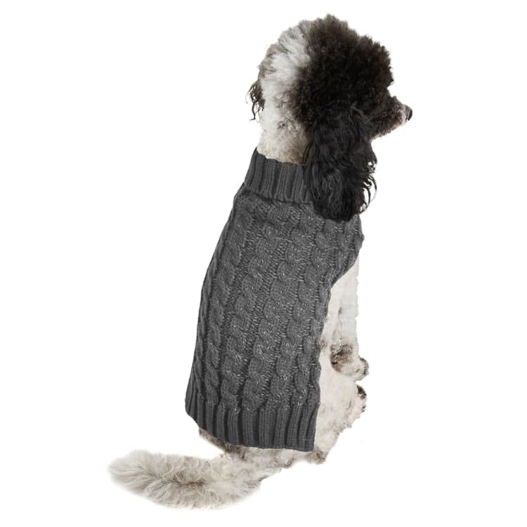 Reflective Dog Jumper, Dog Winter Sweater Wool Winter Sweaters Knitted Crochet Coat - Grey (Medium)