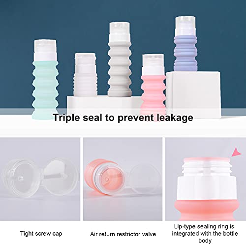 Mefold Silicone Travel Shampoo Bottles Kit TSA Approved Collapsible