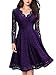 MISSMAY Women's Vintage Floral Lace V-Neck Cocktail Formal Swing Dress, Medium, Purple