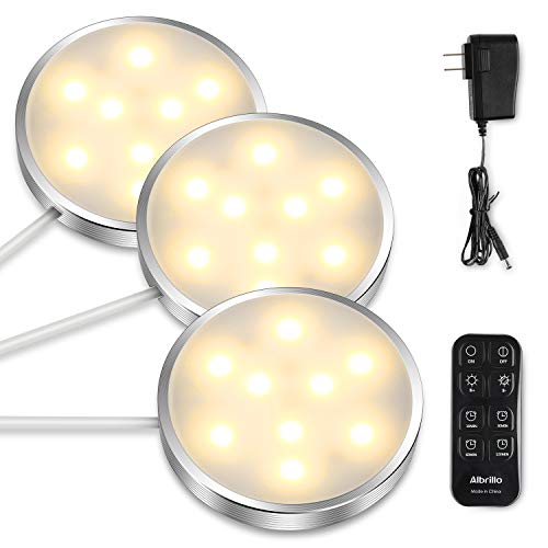 Albrillo LED Puck Lighting Remote Control, Dimmable Under Cabinet Lights, Warm White 3000K Kitchen Under Counter Lights, 3 Pack - Thumbnail 7