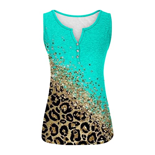 Cami Tops for Women Summer Casual Sleeveless Athletic Shirts Slim Fit Floral Print Cami Top Henley Button Down Blouses