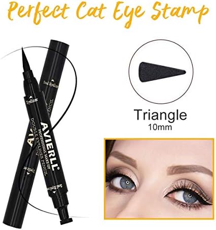 AVIERLL Eyeliner Stamp Pencil Winged Liquid Eye Liner Pen Quick Flick Eyeliner Double Head Cat Wing Liner Black Color #03 Triangle