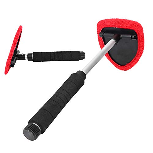 Glumes Auto Glass Cleaner Wiper Keeps Cars Vehicles Interior Exterior Windshields Windows Clean, With 2 Pads Washer Towel and 1 Spray Bottle (Red)