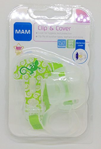 MAM Soother Clip and Teat Cover (Green Lizard)