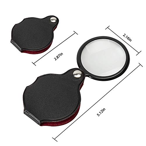 Wapodeai 2PCS Mini Magnifying Glass 10X Folding Pocket Magnifier with Rotating Protective Holster - //medicalbooks.filipinodoctors.org