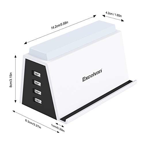 USB Charging Station with 2 AC Outlets Surge Protection and 4-Port USB Charging Docking Stand for Multiple Devices, LED Nightlight & Phone Stand, 10A Max Socket Output with 1.2m Power Cord