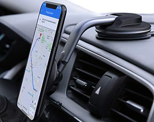 AUKEY Car Phone Mount 360 Degree Rotation Dashboard Windshield [Strong Magnetic] Cell Phone Holder for Car Compatible with iPhone 11 Pro/11/XS Max/XS/8/7 and More