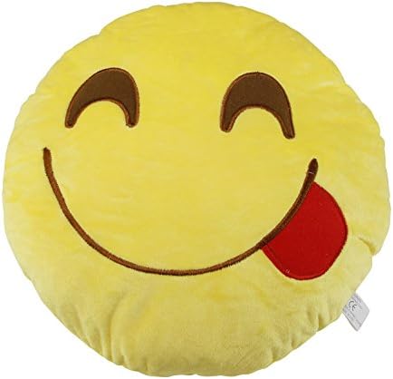 Offical Emoji Pillow Emoticon 13" Round Cushion Stuffed Plush Toy (Yum)