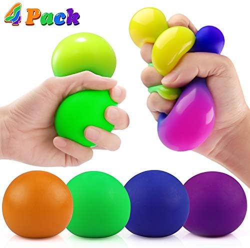 GKCI Stress Squeeze Ball 4 pcs Color Changing Stress Relief Toys Perfect for Kids and Adults, Excellent Sensory Relief for Tension and Anxiety