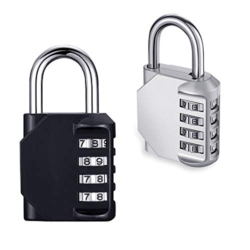 Connyam 2 Pack 4 Digit Combination Padlock, Luggage Lock Number Code Lock for Travel Suitcases Luggage Bag School Gym Lockers Filing Toolbox Case Door Fence Hasp Cabinet Storage