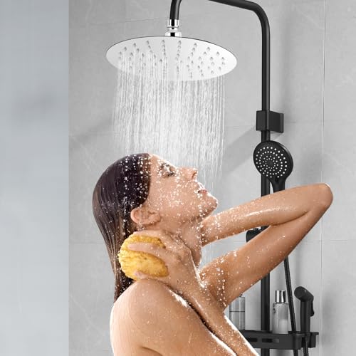 8 Inch/20 cm Shower Sprayer Round Stainless Steel Rain Shower Head with 360° Adjustable, G1/2 Inch, Silver